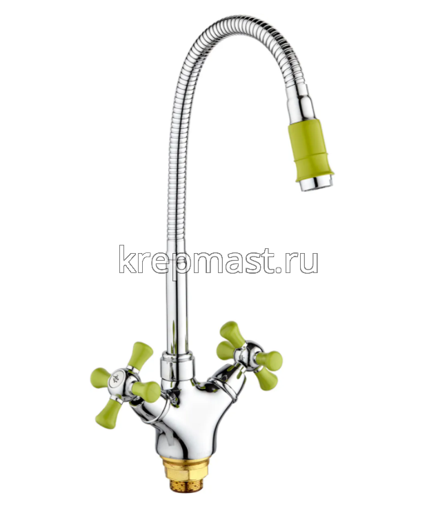 Смеситель д/кухни SL 92GR-279F с высоким изливом (хром/зеленый)