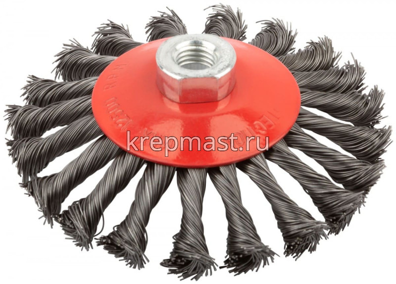 Корщетка- колесо 125мм для УШМ FIT сталь витая с наклоном гайка М14