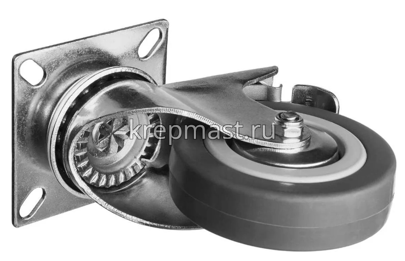 Колесо д. 75мм поворотное ЗУБР на площадке резина (г/п 50кг)