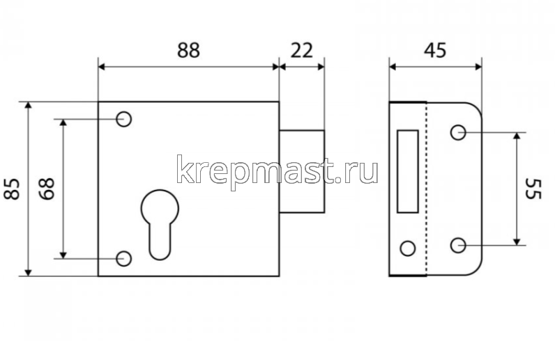Замок накладной Птимаш ЗН1-1У медь
