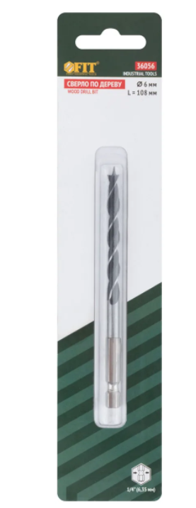 Сверло по дереву 6,0 мм U-образ.хвост.под биту