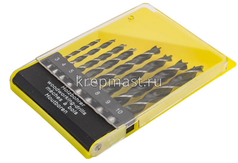 Набор сверел по дереву 8шт спираль FIT (3-4-5-6-8-9-10мм)