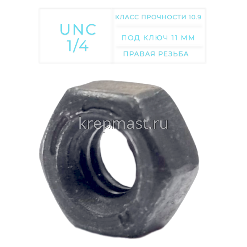 Гайка дюймовая DIN 934 UNC 1/4 кл.пр. 10