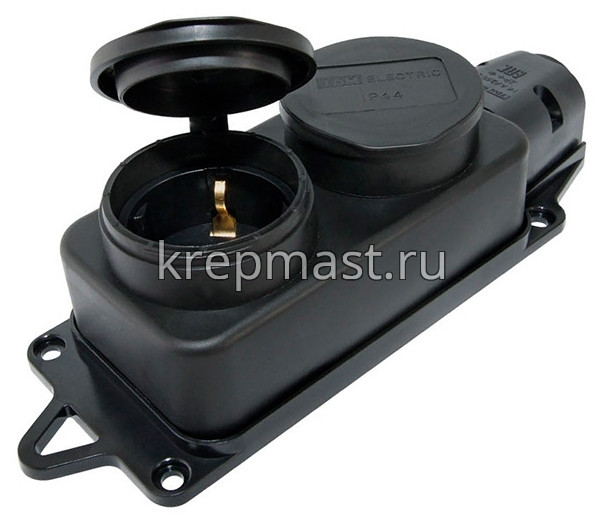 Розетка КАУЧУК 2хместная с заглушками 2P+PE 16A 250B IP44