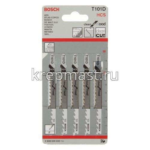 Пилки по дереву BOSCH T 101 D (по 5шт)