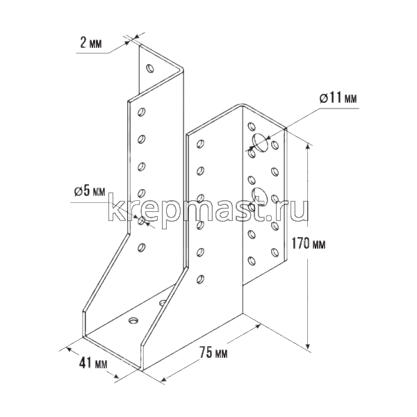 WB 7 крепление балок 41х145х76х40х2мм