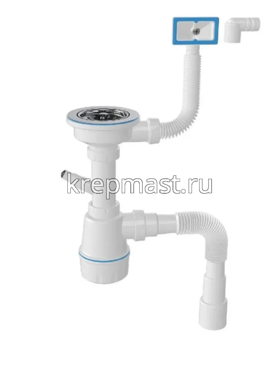 Сифон ZEGOR (М104-9) для кух.мойки 1 1/2*40/50 с круглым переливом, выпуск 3 1/2