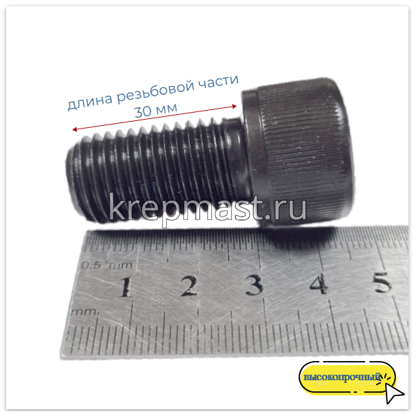 Винт с внутр.шестигранником 16 х 30 черный кл.пр.12.9 п/р DIN 912