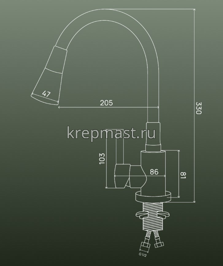 Смеситель д/кухни SUS123BL-016F НЕРЖАВЕЮЩИЙ