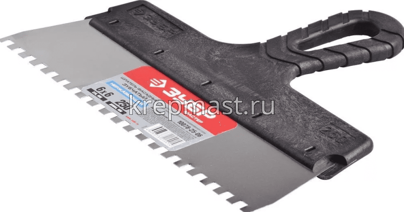 Шпатель 250мм ЗУБЧАТЫЙ 6 х 6мм ЗУБР / STAYER MASTER