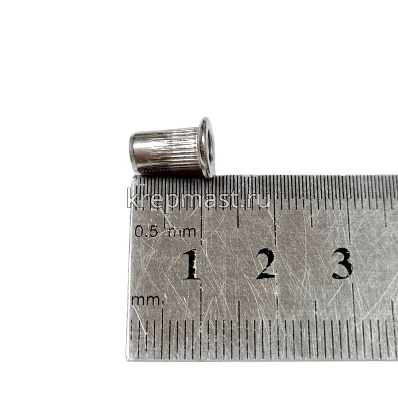 Гайка-заклепка М 4 х 10 цилиндр. борт нерж. А2