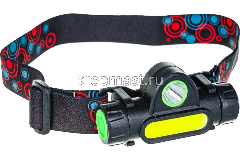 Фонарь ULTRAFLASH налобный аккум. 3.7В, димм,черный 3Ватт 2режима