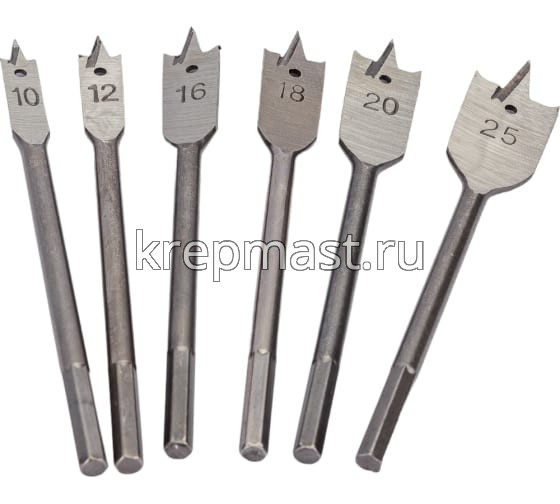 Набор сверел по дереву 6шт перьевых FIT