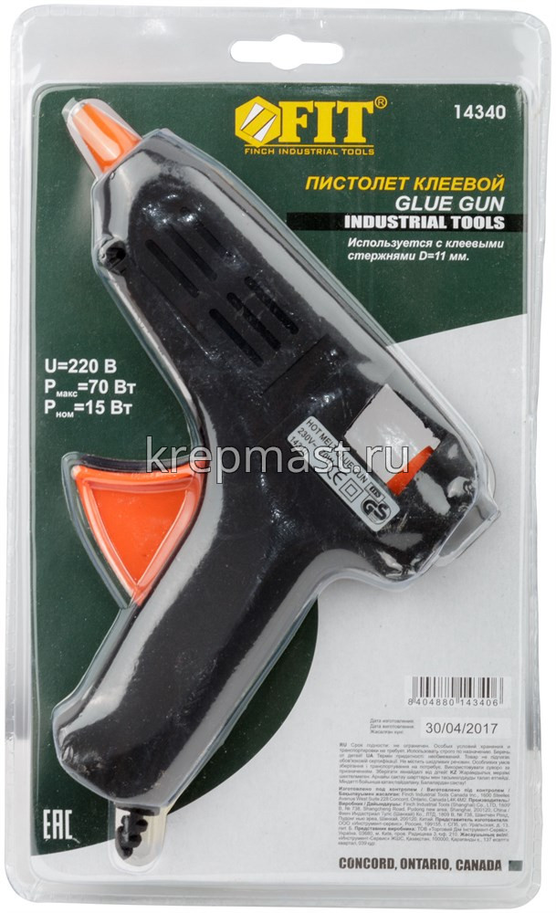 Пистолет клеевой FIT 11мм, 70Вт