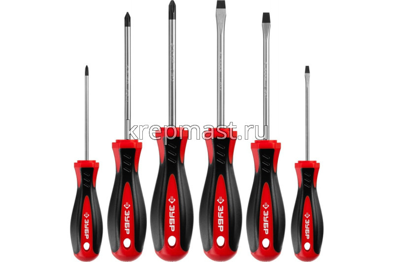 Отвертки-набор ЗУБР 6шт (SL3 / 5,5 / 6,5, PH 0 / 1 / 2)