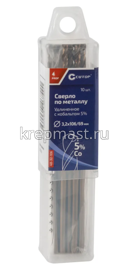 Cверло по металлу КОБАЛЬТ Long 3,2х 106мм