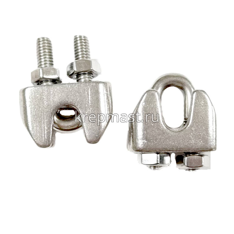 Зажим д/троса М 4 с гайками нерж. A 4
