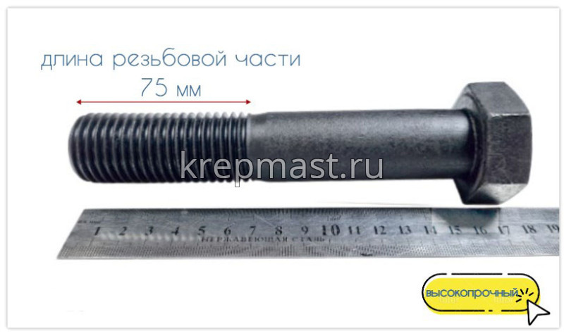 Болт 30х160 кл.пр.10,9 чёрный н/р DIN 931